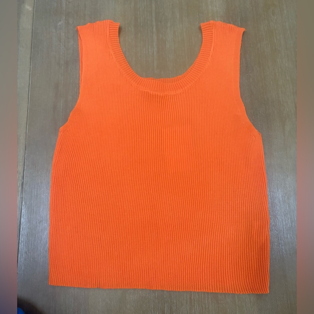 Bright Orange Ribbed Tank Top